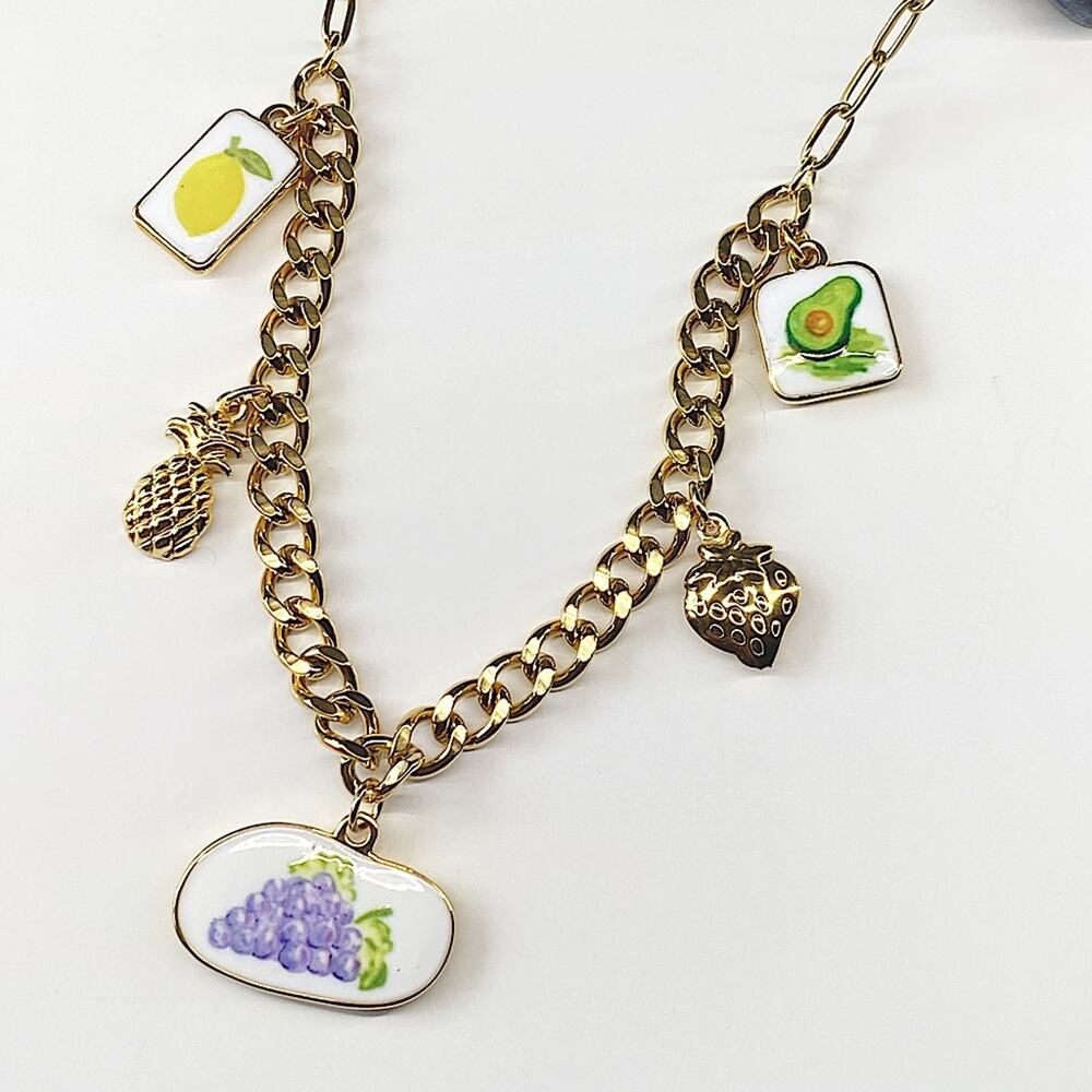 NEW Fruit Plate Chunky Charm Necklace